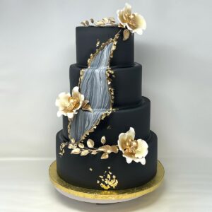 Deluxe four-tier dark wedding cake
