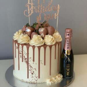 Premium custom made birthday cake with champagne bottle