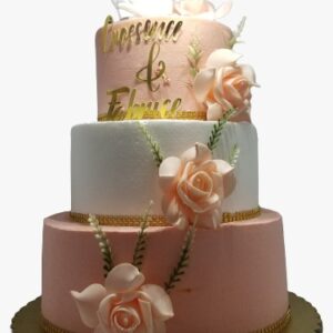 Three-tier pinky wedding cake