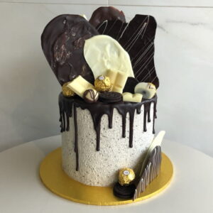 Brown and white chocolate themed birthday cake